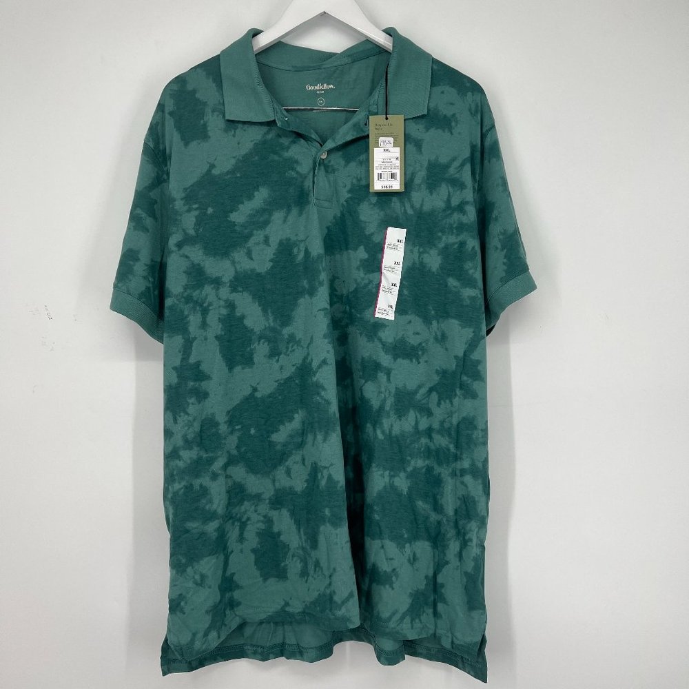 Goodfellow & Co. Men's Short Sleeve Tie Dye Polo Shirt Green Plus Size XXL NWT - Picture 3 of 7
